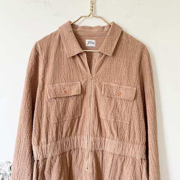 J. Crew Tan Corduroy Zip Front Utility Dress XL - Picture 4 of 8